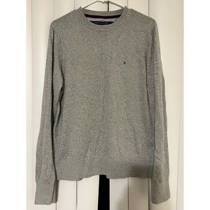 Tommy Hilfiger Mens Size Large Sweater Gray Pima Cotton SMALL FLAW